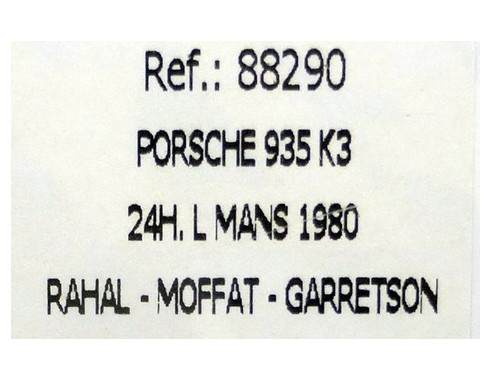 PORSCHE 935 K3 24H LE MANS 1980 REF.88290 FLY