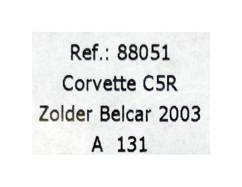 CORVETTE C5R ZOLDER BELCAR 2003 A131 REF.88051 FLY