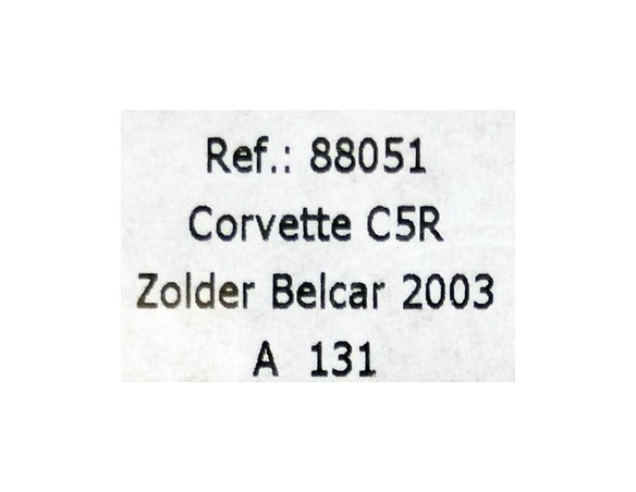 CORVETTE C5R ZOLDER BELCAR 2003 A131 REF.88051 FLY