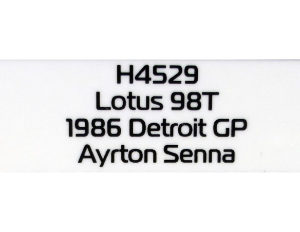 LOTUS 98T 1986 DETROIT GP AYRTON SENNA REF.H4529 SUPERSLOT