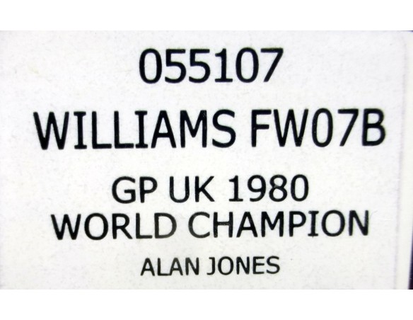 WILLIAMS FW07B GP UK 1980 WORLD CHAMPION ALAN JONES REF.F055107 FLYSLOT