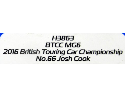 MG6 2016 BTCC  BRITISH TOURING CAR CHAMPIONSHIP Nº66 REF.H3863 SUPERSLOT