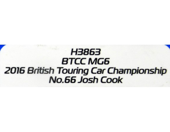 MG6 2016 BTCC  BRITISH TOURING CAR CHAMPIONSHIP Nº66 REF.H3863 SUPERSLOT