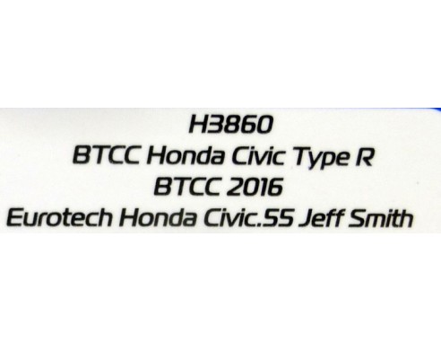 HONDA CIVIC TYPE R  BTCC  2016 EUROTECH HONDA CIVIC 55 REF,H3860 SUPERSLOT