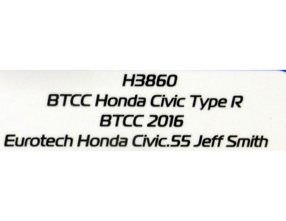 HONDA CIVIC TYPE R  BTCC  2016 EUROTECH HONDA CIVIC 55 REF,H3860 SUPERSLOT