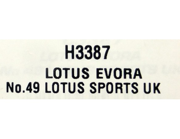 LOTUS EVORA Nº49 LOTUS SPORTS UK REF.H3387 SUPERSLOT