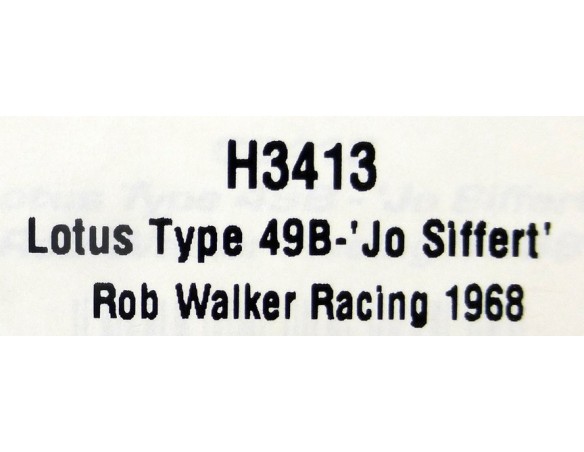 LOTUS TYPE 49B ROB WALTER RACING 1968 REF.H3413 SUPERSLOT