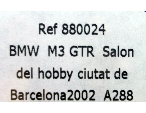BMW M3 GTR SALON DEL HOBBY BARCELONA 2002  REF.A288 880024 FLY