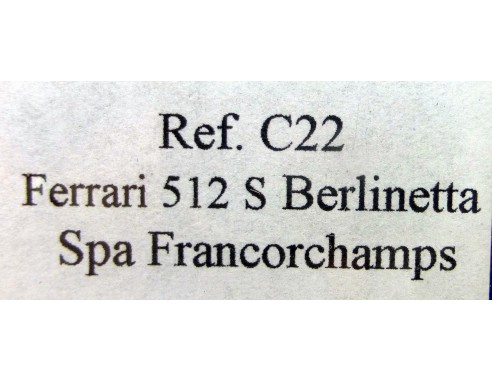 FERRARI 512 Berlinetta “Spa 70” AMARILLO REF.C22 FLY