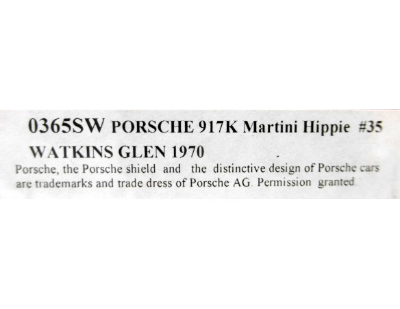PORSCHE 917K MARTINI HIPPIE Nº35 WATKINS GLEN 1970 REF.0365SW NSR