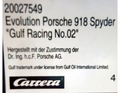 PORSCHE 918 SPYDER GULF REF.20027549 CARRERA