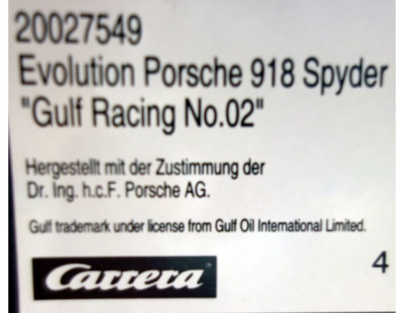 PORSCHE 918 SPYDER GULF REF.20027549 CARRERA