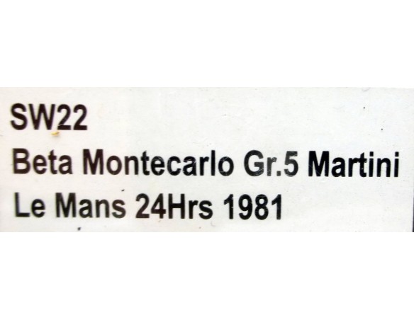 BETA MONTECARLO GR.5 MARTINI LE MANS 24HRS 1981 REF.SW22 SIDEWAYS