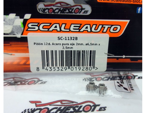 PIÑÓN 12 DIENTES ACERO PARA EJE 2 mm REF.SC1132B SCALEAUTO
