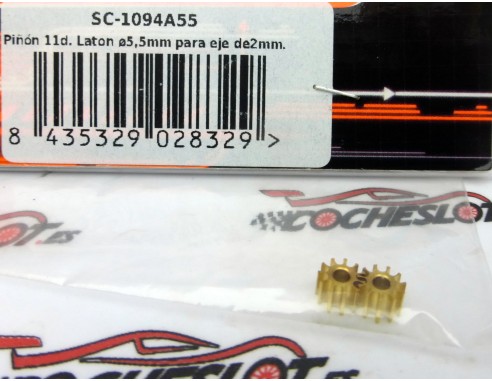 PIÑÓN 11 DIENTES LATÓN 5,5mm PARA EJE 2 mm REF.SC1094A55 SCALEAUTO