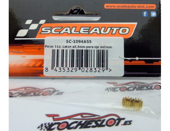 PIÑÓN 11 DIENTES LATÓN 5,5mm PARA EJE 2 mm REF.SC1094A55 SCALEAUTO