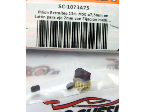 PIÑÓN EXTRAIBLE 13D. M50 7,5mm EN LATÓN PARA EJE 2mm REF.SC1073A75 SCALEAUTO