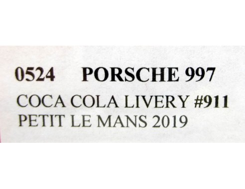 PORSCHE 997 COCA COLA LIVERY Nº911 PETIT LE MANS 2019 NSR