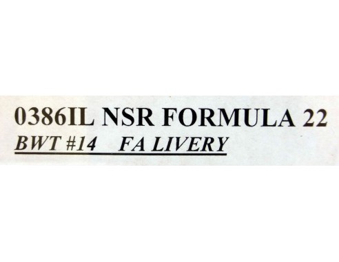FORMULA 22 BWT Nº14 FERNANDO ALONSO FA LIVERY FERNANDO ALONSO REF.0386IL NSR