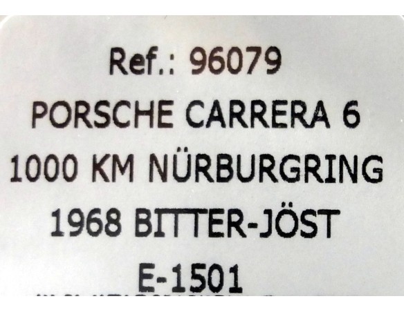 PORSCHE CARRERA 6 1000 KM NURBURGRING 1968 REF.96079 E-1501 FLY