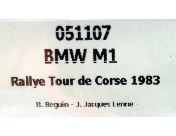 BMW M1 RALLYE TOUR DE CORSE 1983 REF.051107 FLY