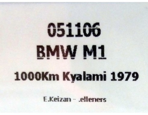 BMW M1 CASTROL 1000KM KYALAMI 1979 REF.051106 FLY