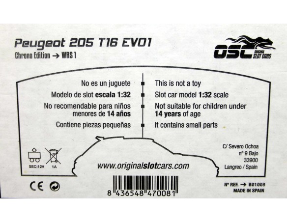 PEUGEOT 205 T16 EVO1 CHRONO WRS1 Nº1 REF.B01009 OSC