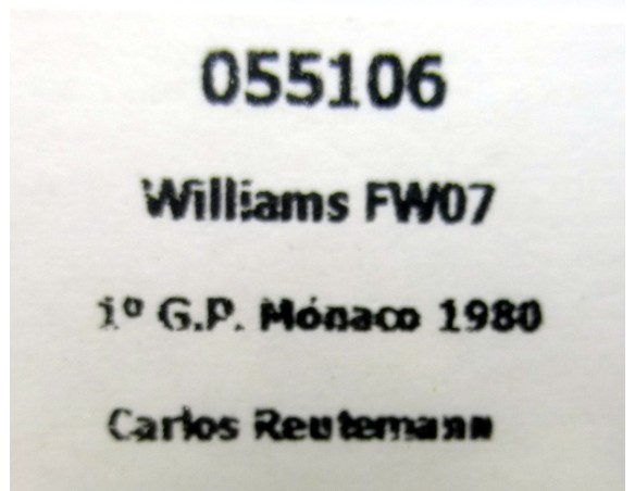 WILLIAMS FW07 1º GP MONACO 1980 REF.055106 FLY