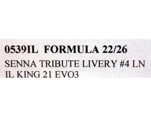 FORMULA 22/26 SENNA TRIBUTE LIVERY Nº4 LN IL KING 21 EVO3 REF.0539IL NSR
