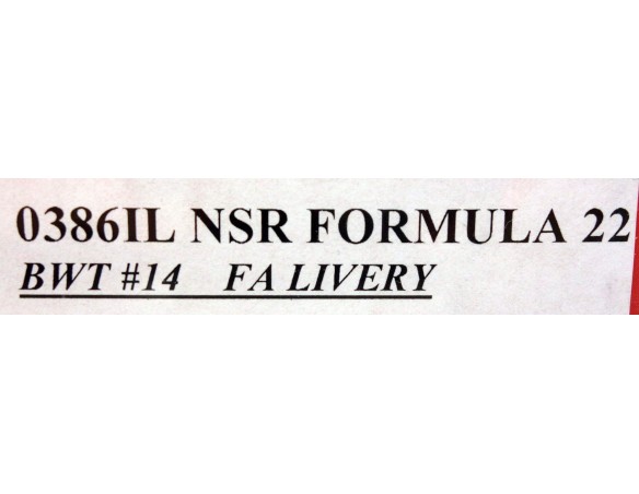 FORMULA 22 BWT Nº14 FA LIVERY FERNANDO ALONSO REF.0386IL NSR