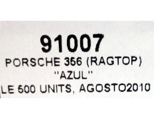 PORSCHE 356 RAGTOP AZULLE 66 UNITS AGOSTO 2010 REF.91007 NINCO