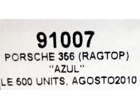 PORSCHE 356 RAGTOP AZULLE 66 UNITS AGOSTO 2010 REF.91007 NINCO