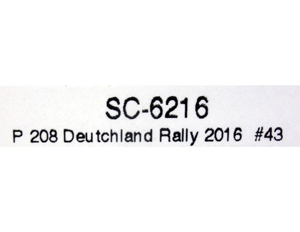 PEUGEOT 208 DEUTCHLAND RALLY 2016 Nº43 REF.SC6216 SCALEAUTO