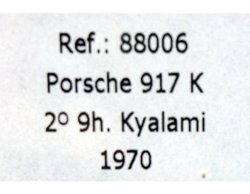 PORSCHE 917K 2º 9H.KYALAMI 70 AMARILLO ROJO REF.88006 FLY