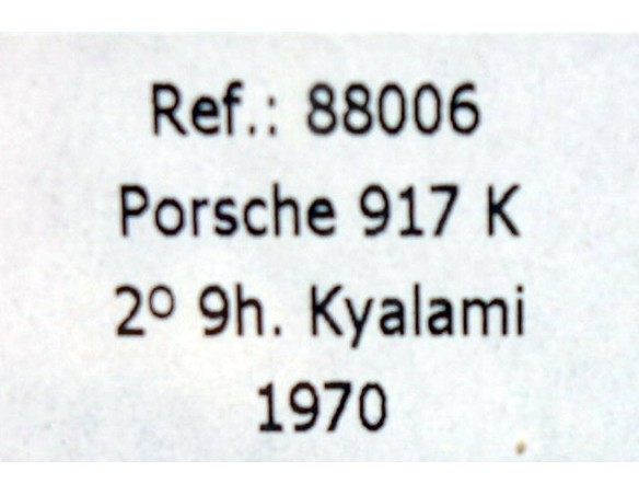 PORSCHE 917K 2º 9H.KYALAMI 70 AMARILLO ROJO REF.88006 FLY