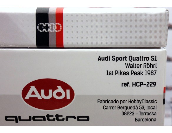 AUDI SPORT QUATTRO S1, RESINA 1ST PIKES PEAK 1987  REF.HCP229 HOBBYCLASSIC
