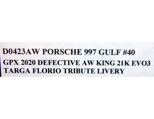 PORSCHE 997 GULF  Nº40 GPX 2020 DEFECTIVEAW KING 21K EVO3 TARGA FLORIO TRIBUTE LIVERY REF.D0423AW NSR