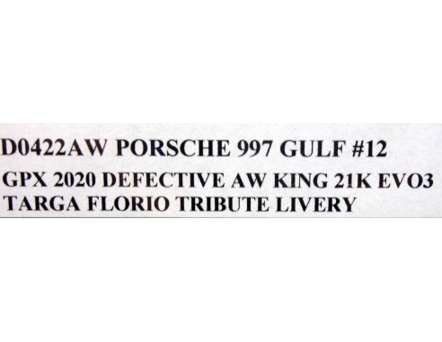 PORSCHE 997 GULF  Nº12 GPX 2020 DEFECTIVE AW KING 21K EVO3 TARGA FLORIO TRIBUTE LIVERY REF.D0422AW NSR