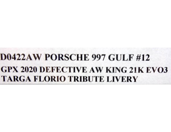 PORSCHE 997 GULF  Nº12 GPX 2020 DEFECTIVE AW KING 21K EVO3 TARGA FLORIO TRIBUTE LIVERY REF.D0422AW NSR