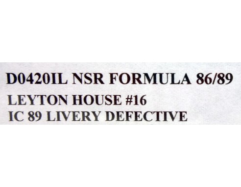 FORMULA 86/89 LEYTON HOUSE Nº16 IC 89 LIVERY DEFECTIVE REF.D0420IL NSR
