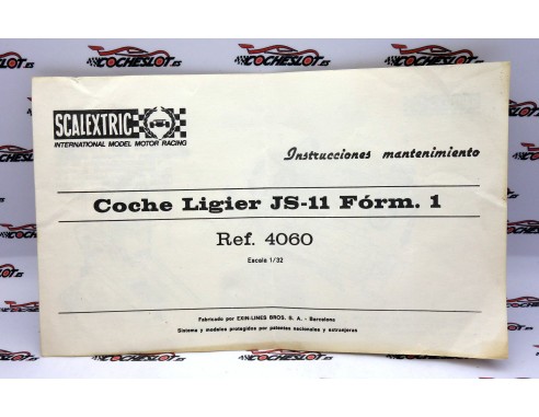 INSTRUCCIONES DE MANTENIMIENTO  LIGIER J-11 FORMULA 1 REF.4060 EXIN
