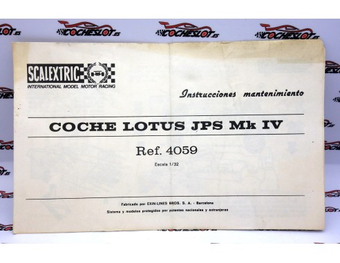 INSTRUCCIONES DE MANTENIMIENTO LOTUS JPS MK IV REF.4059 EXIN