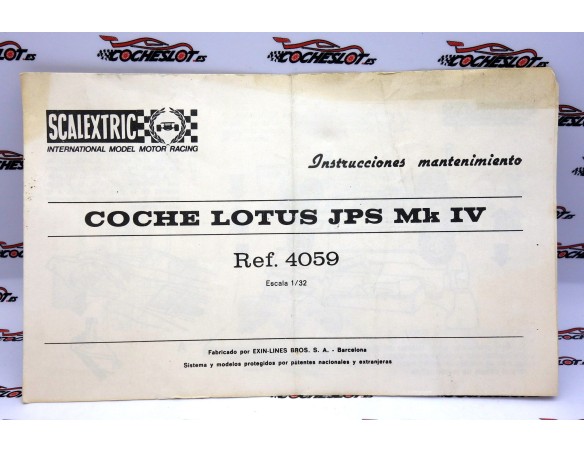 INSTRUCCIONES DE MANTENIMIENTO LOTUS JPS MK IV REF.4059 EXIN