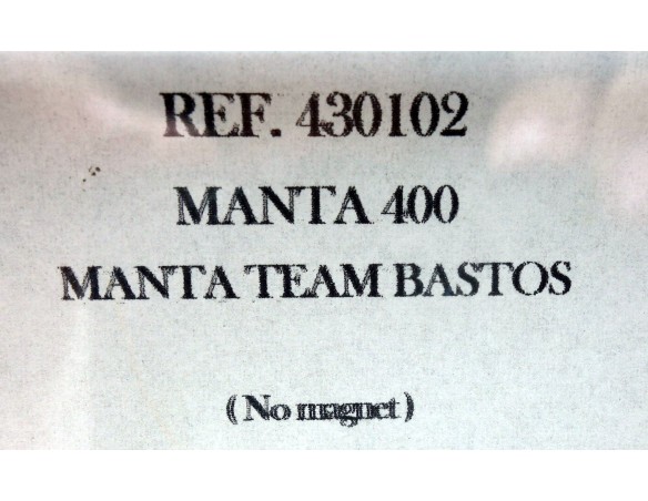 OPEL MANTA 400 MANTA TEAM BASTOS REF.430102 SLOTER