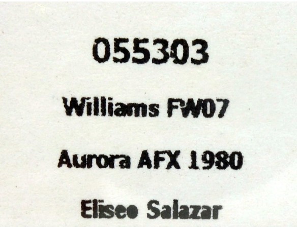 WILLIAMS FW07 AURORA AFX 1980 REF.055303 FLY