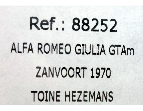 ALFA ROMEO GIULIA GTAM ZANVOORT 1970 REF.88252 FLY