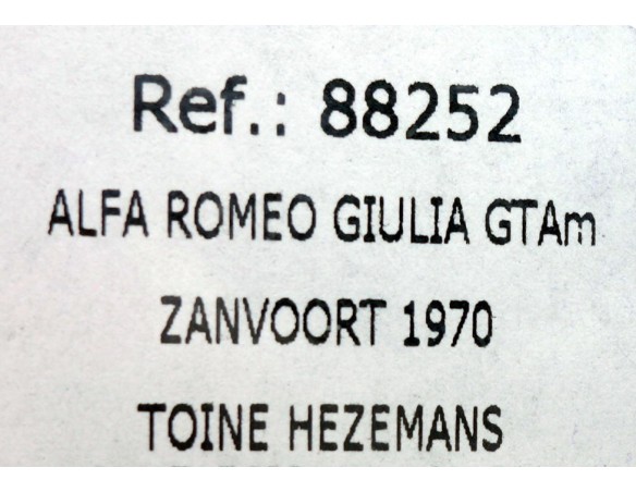 ALFA ROMEO GIULIA GTAM ZANVOORT 1970 REF.88252 FLY