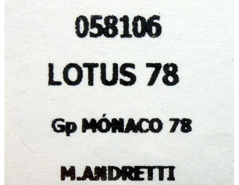 LOTUS 78 GP MONACO 78 JPS MARIO ANDRETTI REF.058106 FLYSLOT