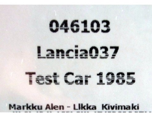 LANCIA 037 TEST CAR 1985 MARKKU  / LLKKA  MARTINI REF.046103 FLYSLOT