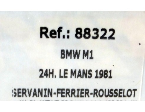 BMW M1 24h LE MANS 81 Nº72 SERVANIN-FERRIER-ROUSSELOT VSD REF. 88322 FLY